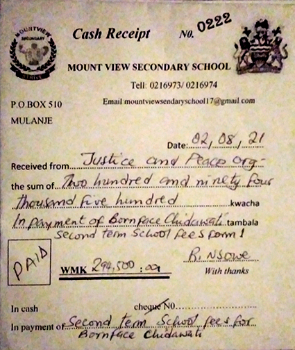 Bild Quittung der Schule